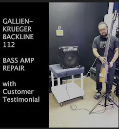 Image of customer testing his Gallien-Krueger bass amp at Bammel TV Tech Services in Houston.