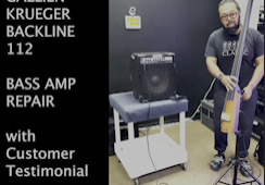 GK shot for bamblog Image of customer testing his Gallien-Krueger bass amp at Bammel TV Tech Services in Houston.